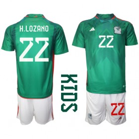 Mexiko Hirving Lozano #22 Hemmakläder Barn VM 2022 Kortärmad (+ Korta byxor)
